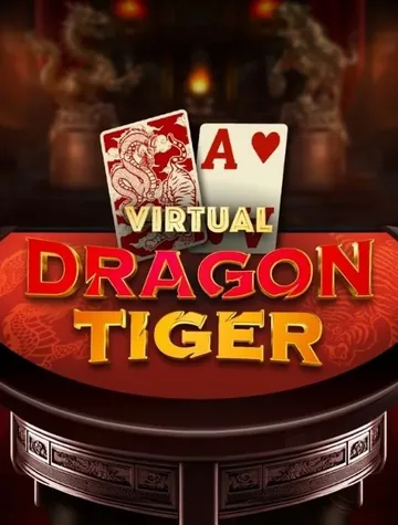 Un dragon et un as de cœur ornent le titre de Virtual Dragon Tiger, un jeu de cartes d'Iconic21