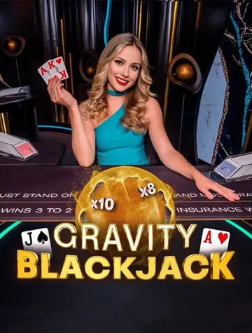 Une croupière montre un as et un roi au-dessus du tapis de Gravity Blackjack, chez Iconic21